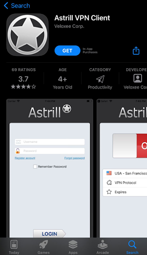 Astrill VPN client