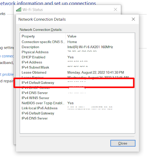 How to find Default Gateway IP Address