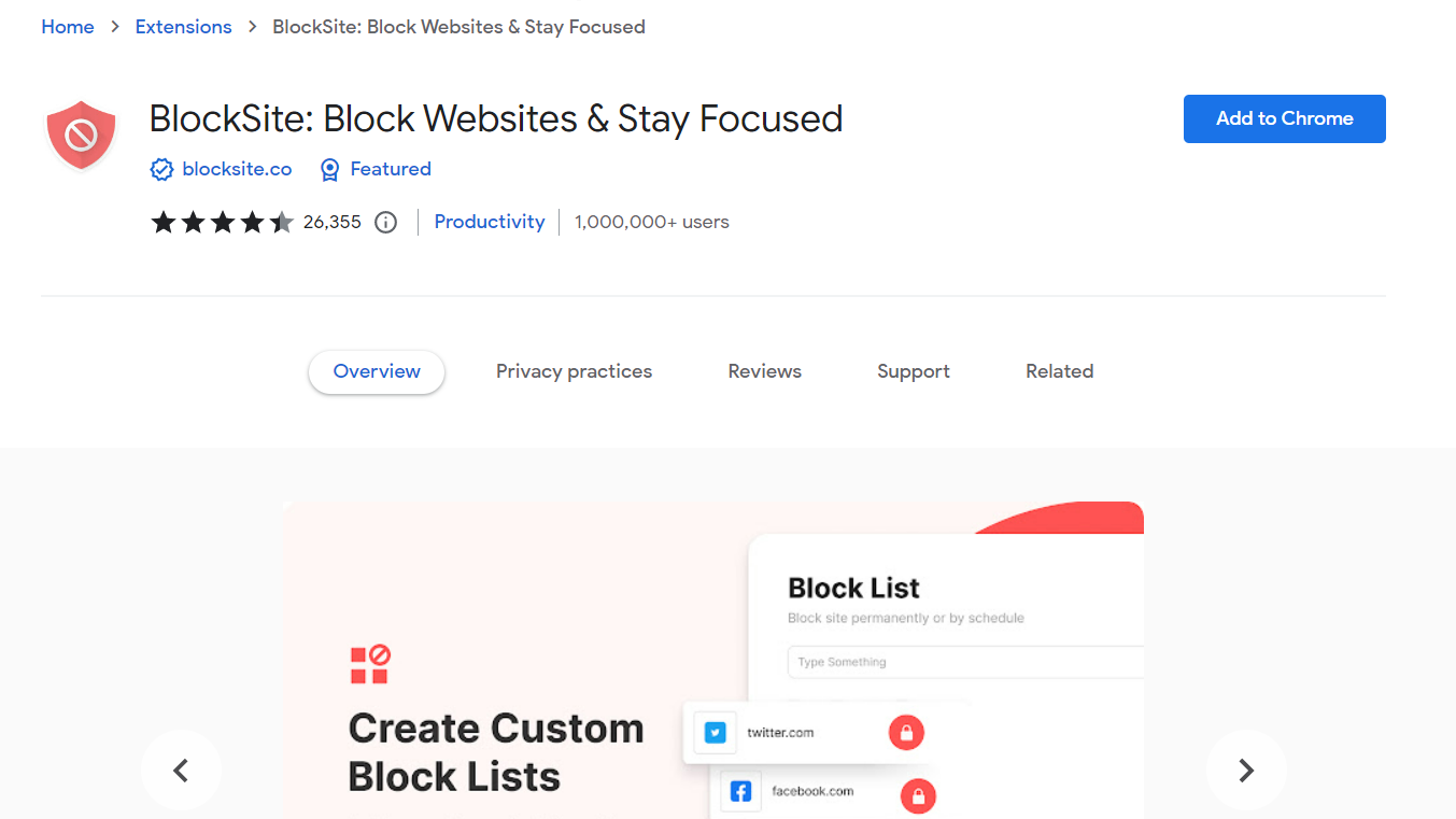 Blocksite is extension 