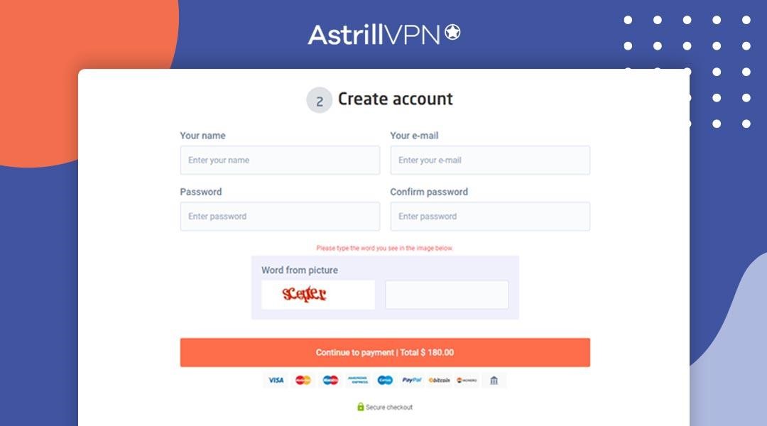 Sign up for Astrill VPN