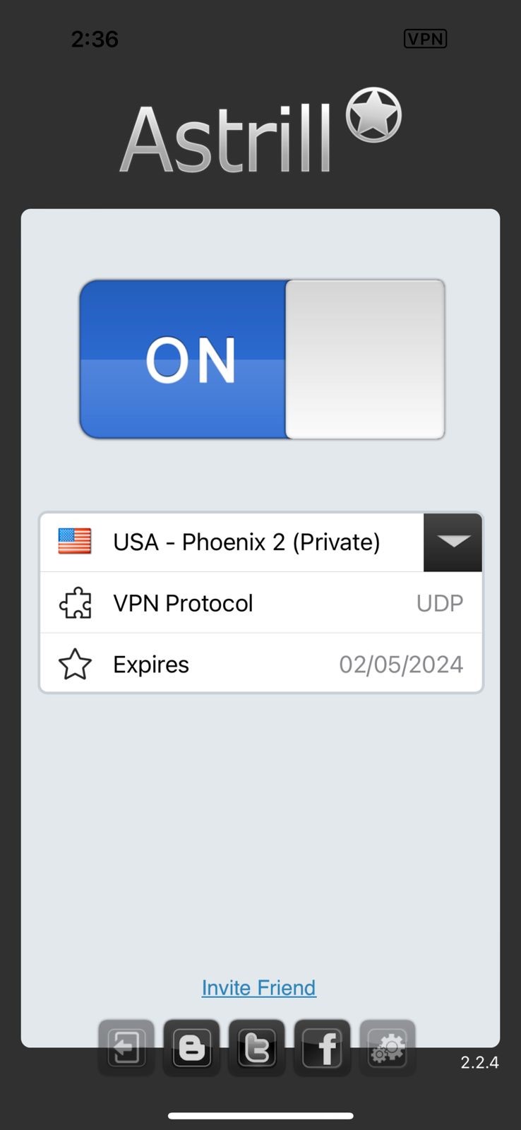 VPN on by tapping the toggle 