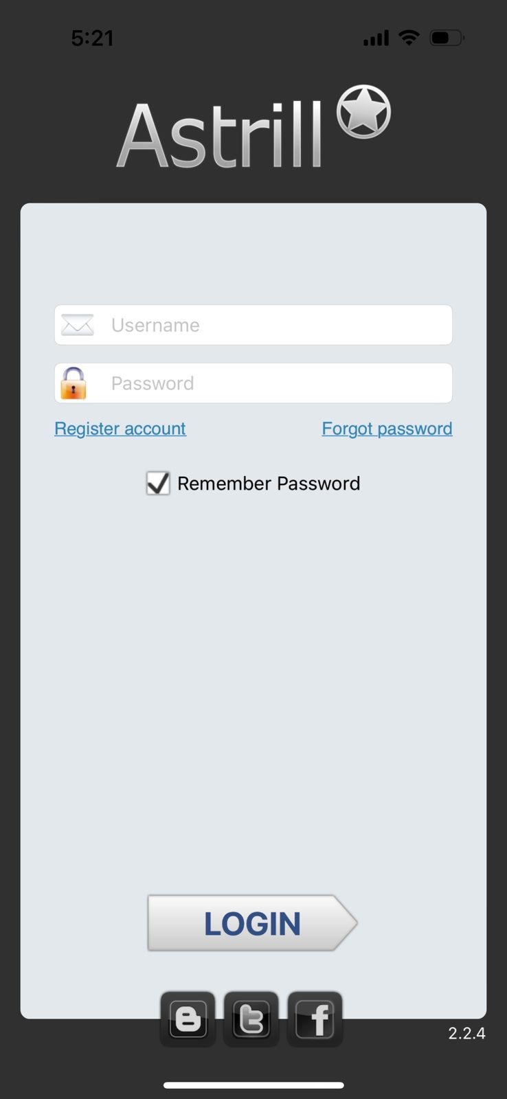 login credentials