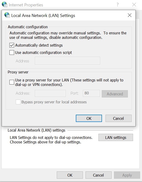 Click on the "LAN settings" button