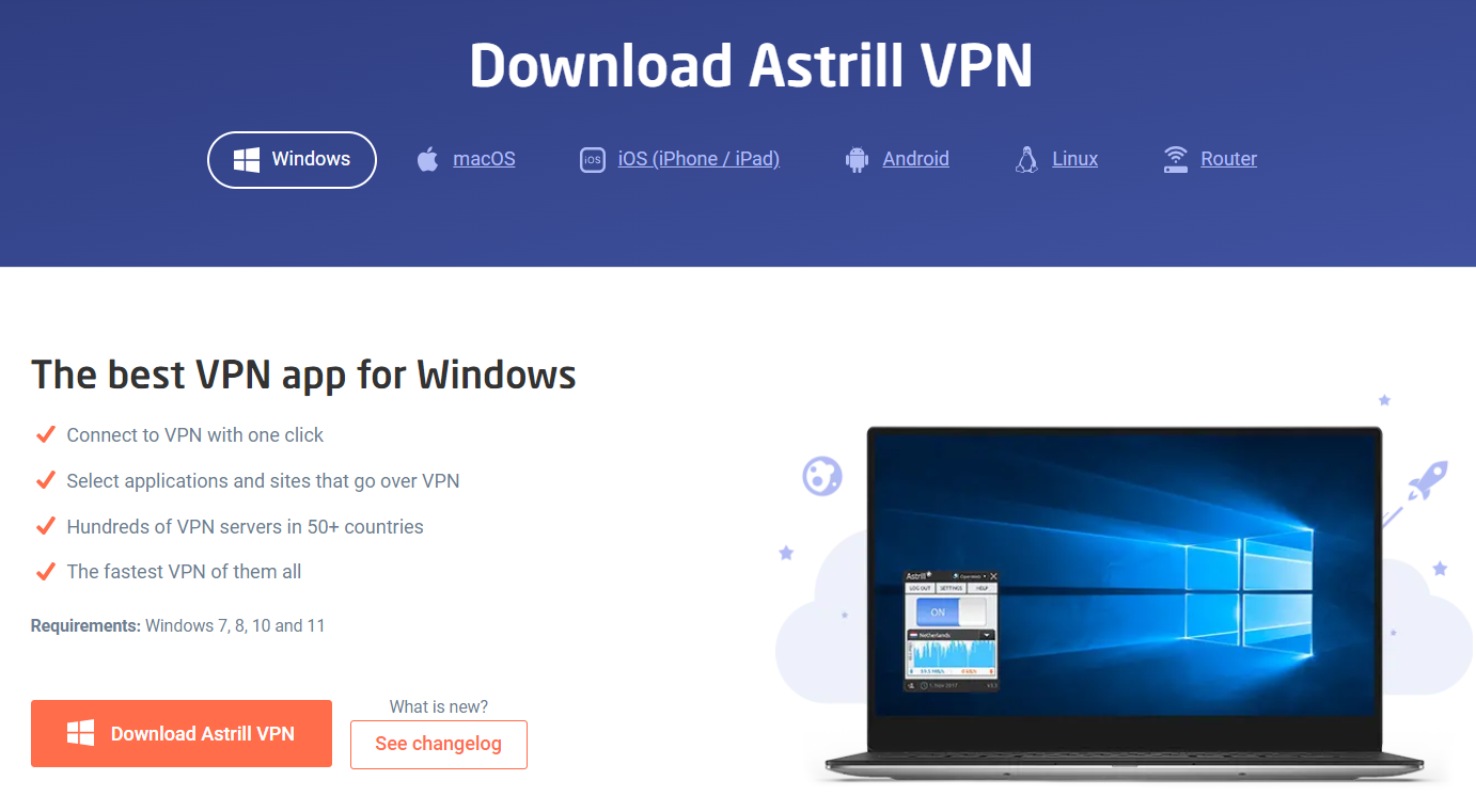 Download and install the AstrillVPN 