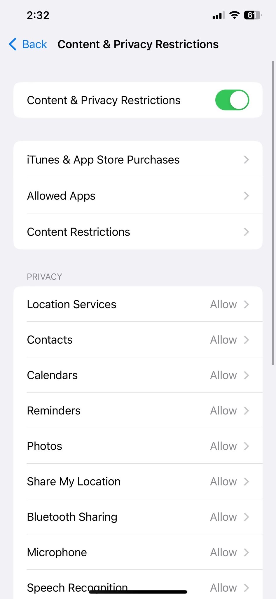Tap 'Enable Restrictions' to get started