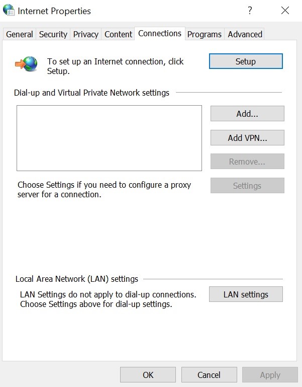 click the LAN Settings tab