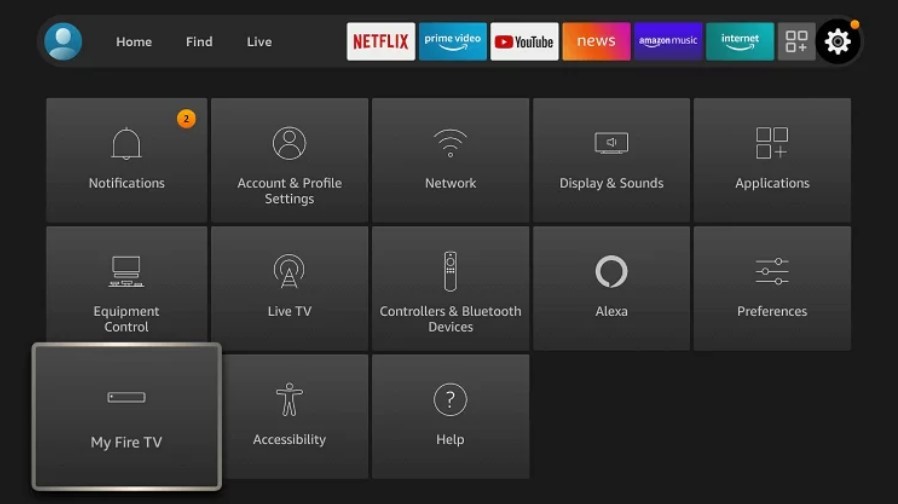 select My Fire TV in the settings menu