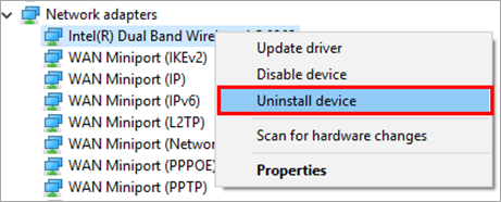 select Uninstall device