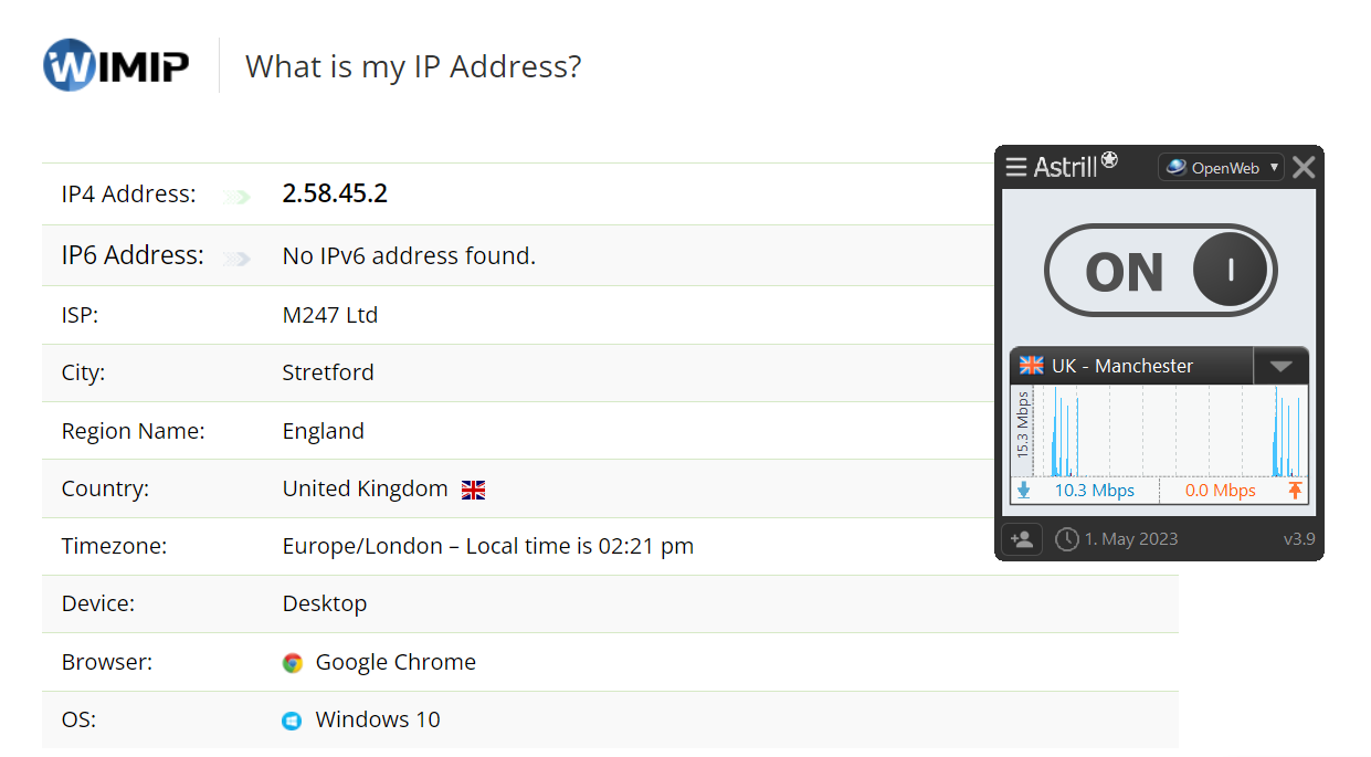 check your IP and DNS