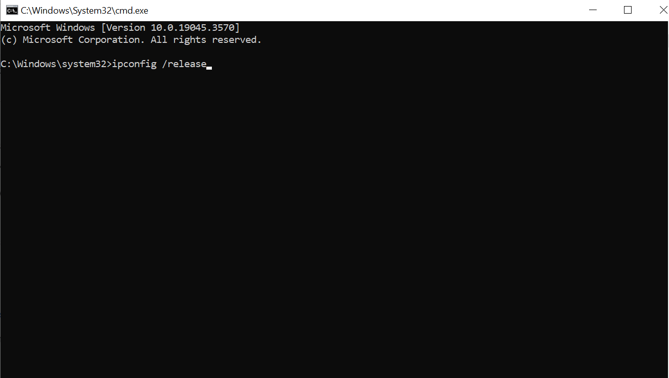 type "ipconfig /release