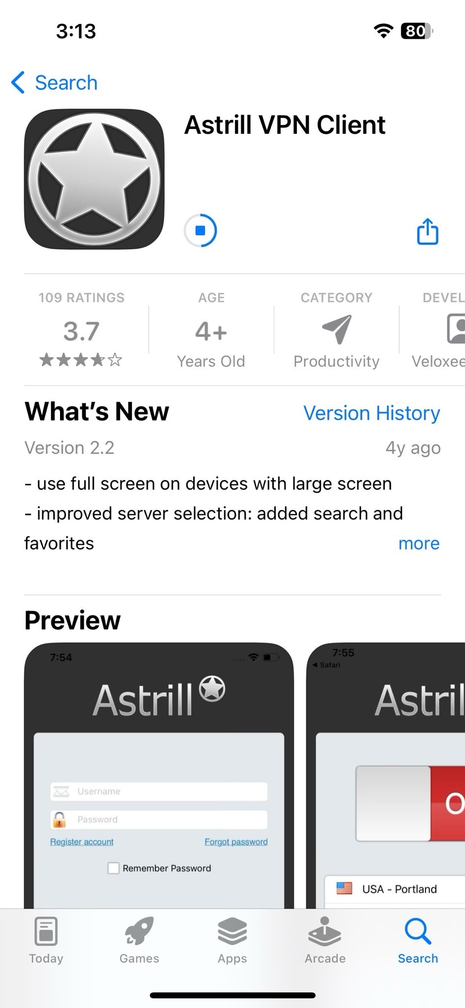 AstrillVPN app on your device