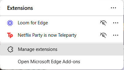 choose Manage Extensions