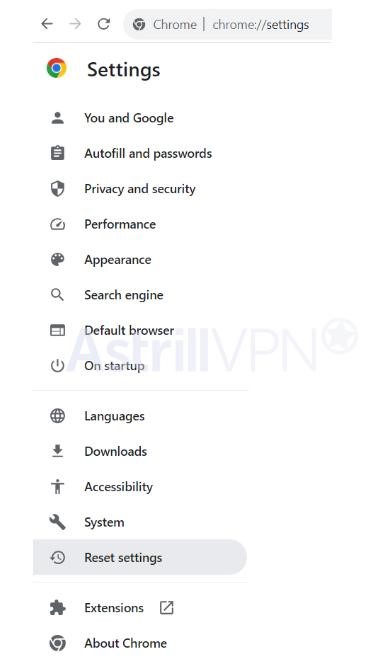 click Reset Settings