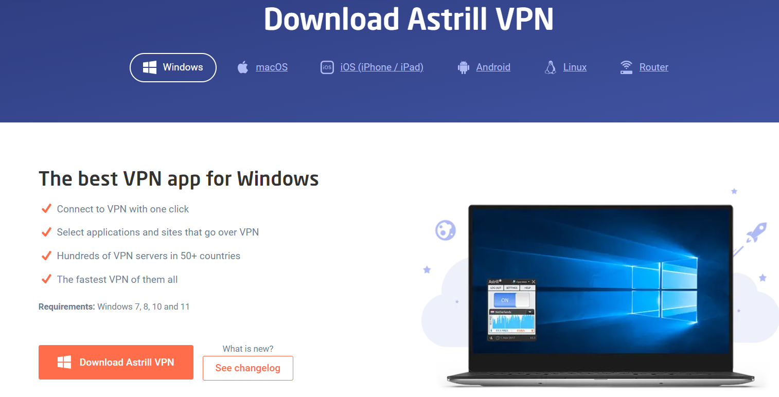 AstrillVPN on your device