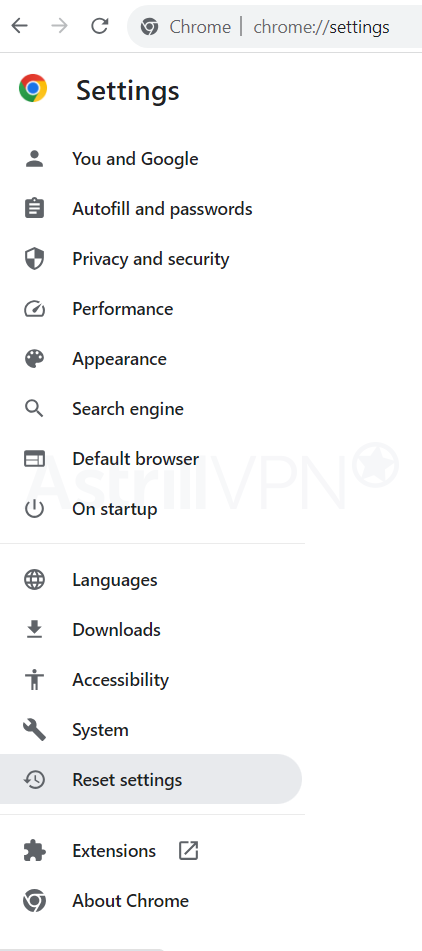 Chrome and open Settings