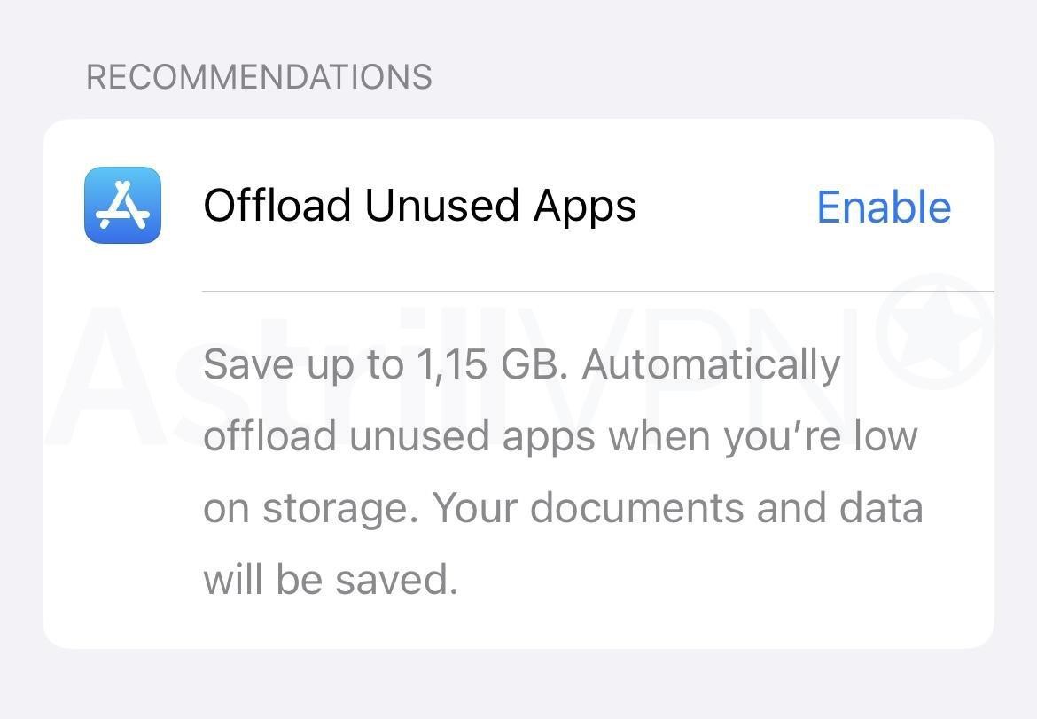 Offload Unused Apps 