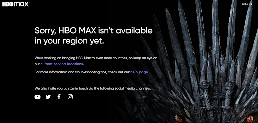 HBO Max is not available in your region