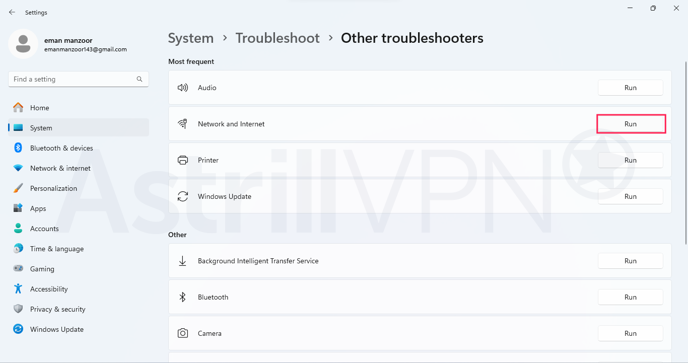 Windows Network Troubleshooter