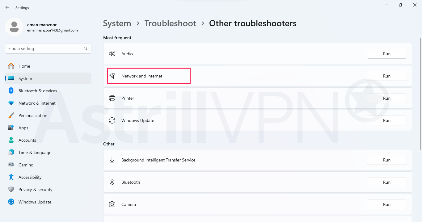 Windows Network Troubleshooter