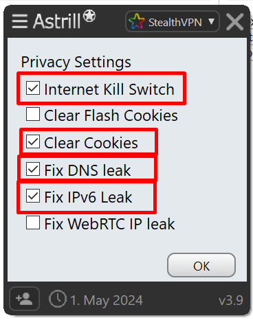 mark the following options and Click OK