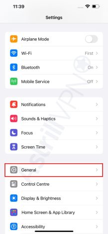 General iphone settings