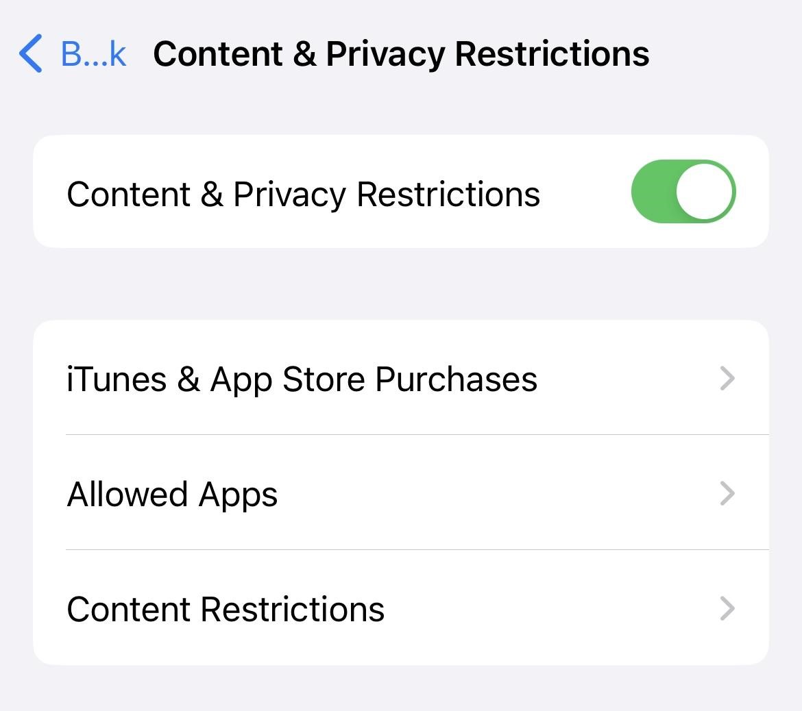 Content & Privacy Restrictions 