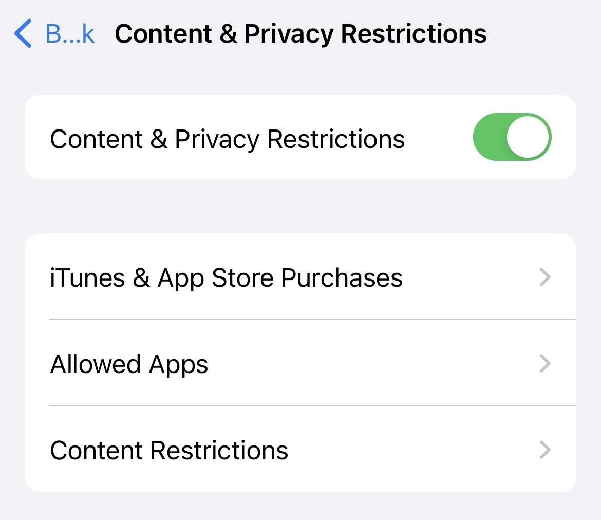 Content Restrictions and then choose Apps