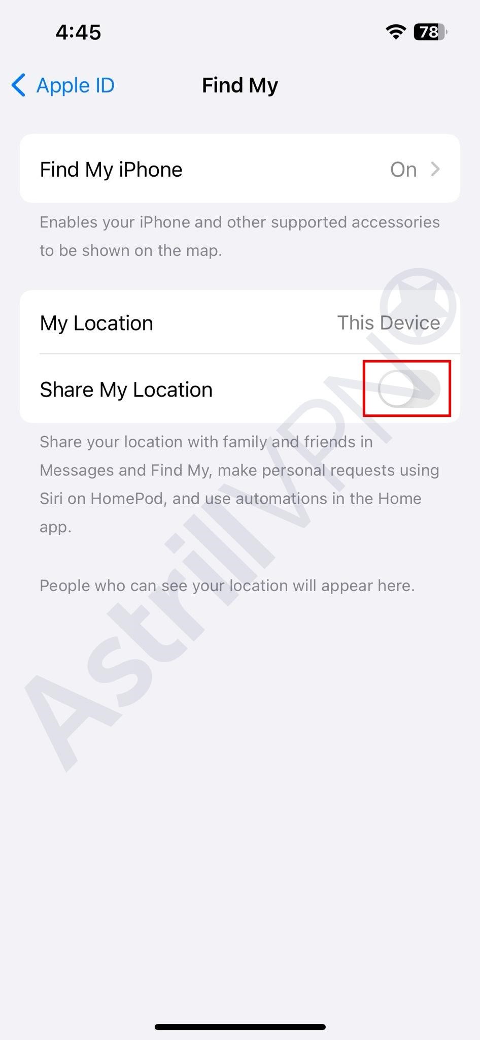 Enable “Share My Location