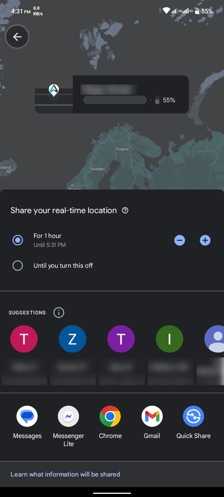 Select Location Sharing