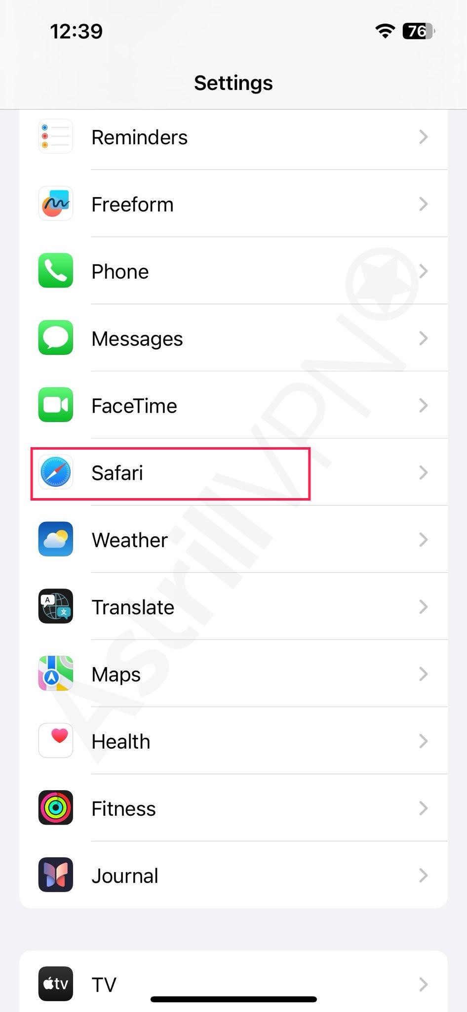 Settings and then Safari