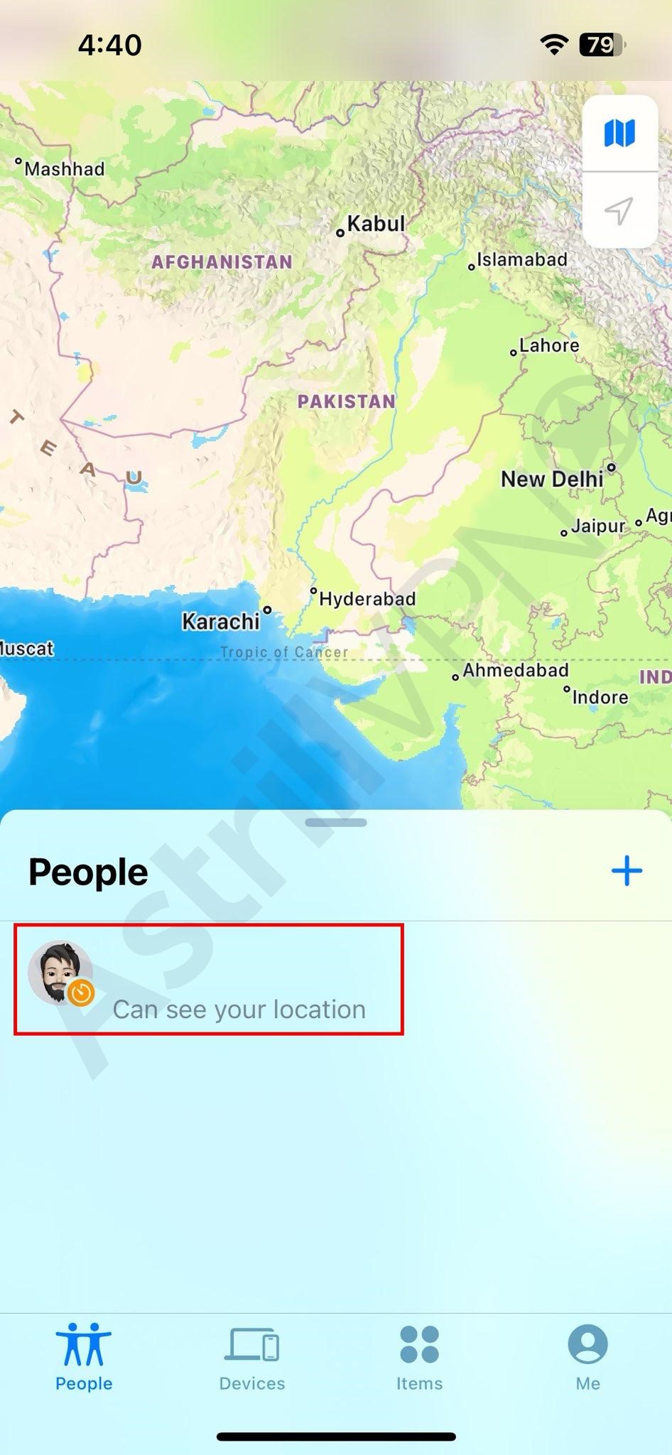 person’s name you want to stop sharing your location 
