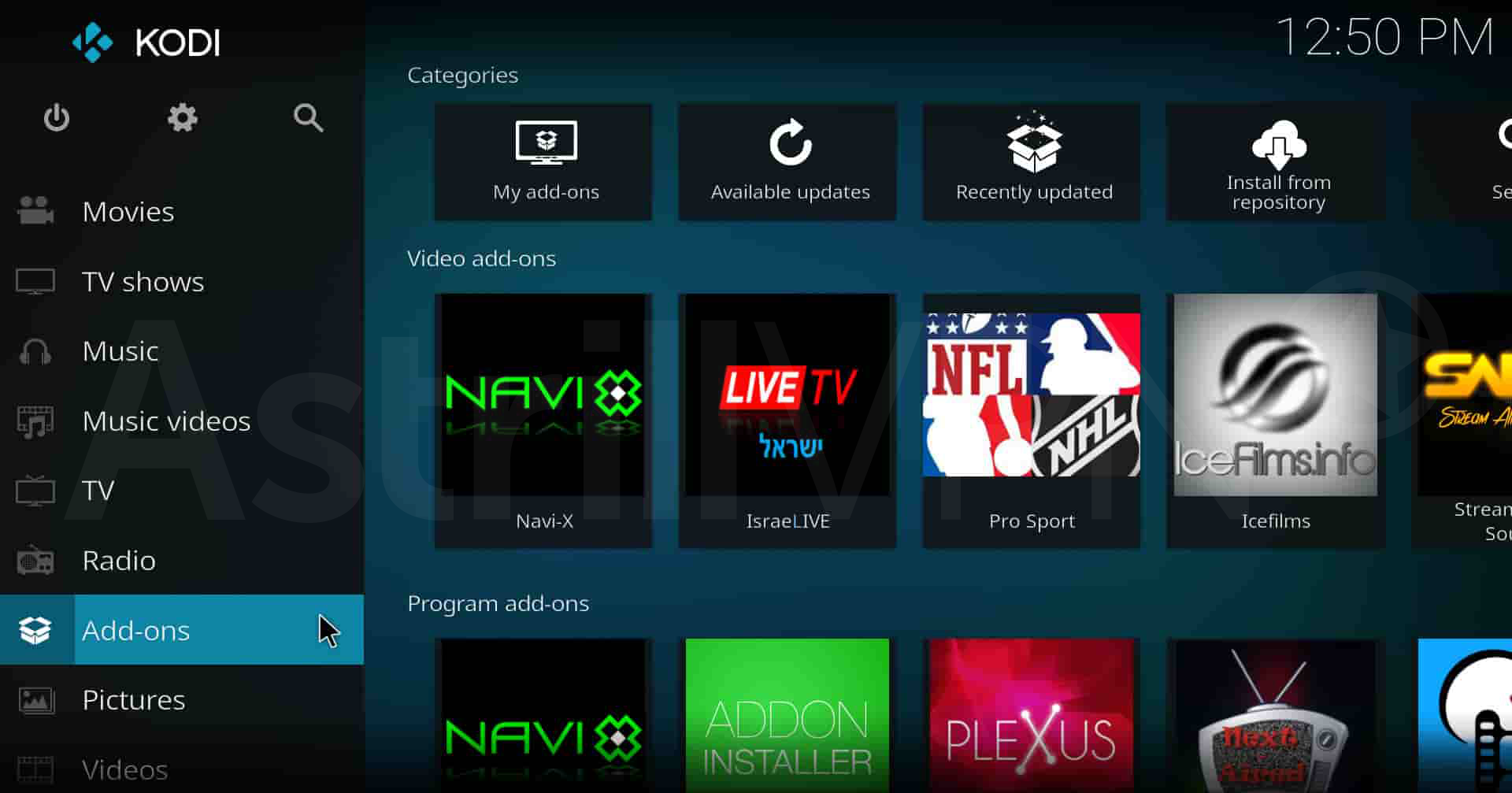 start setting up Kodi addons 