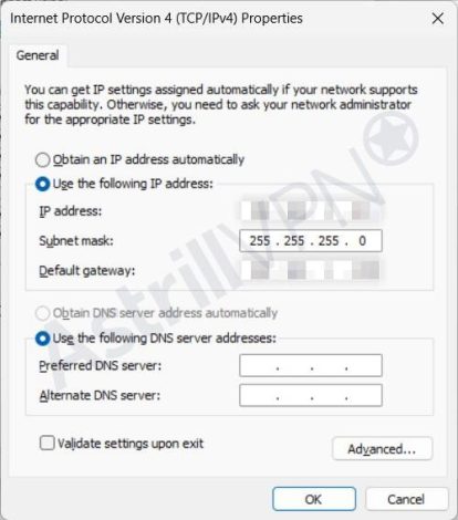 Choose a static IP address