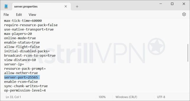 Find the server-port line