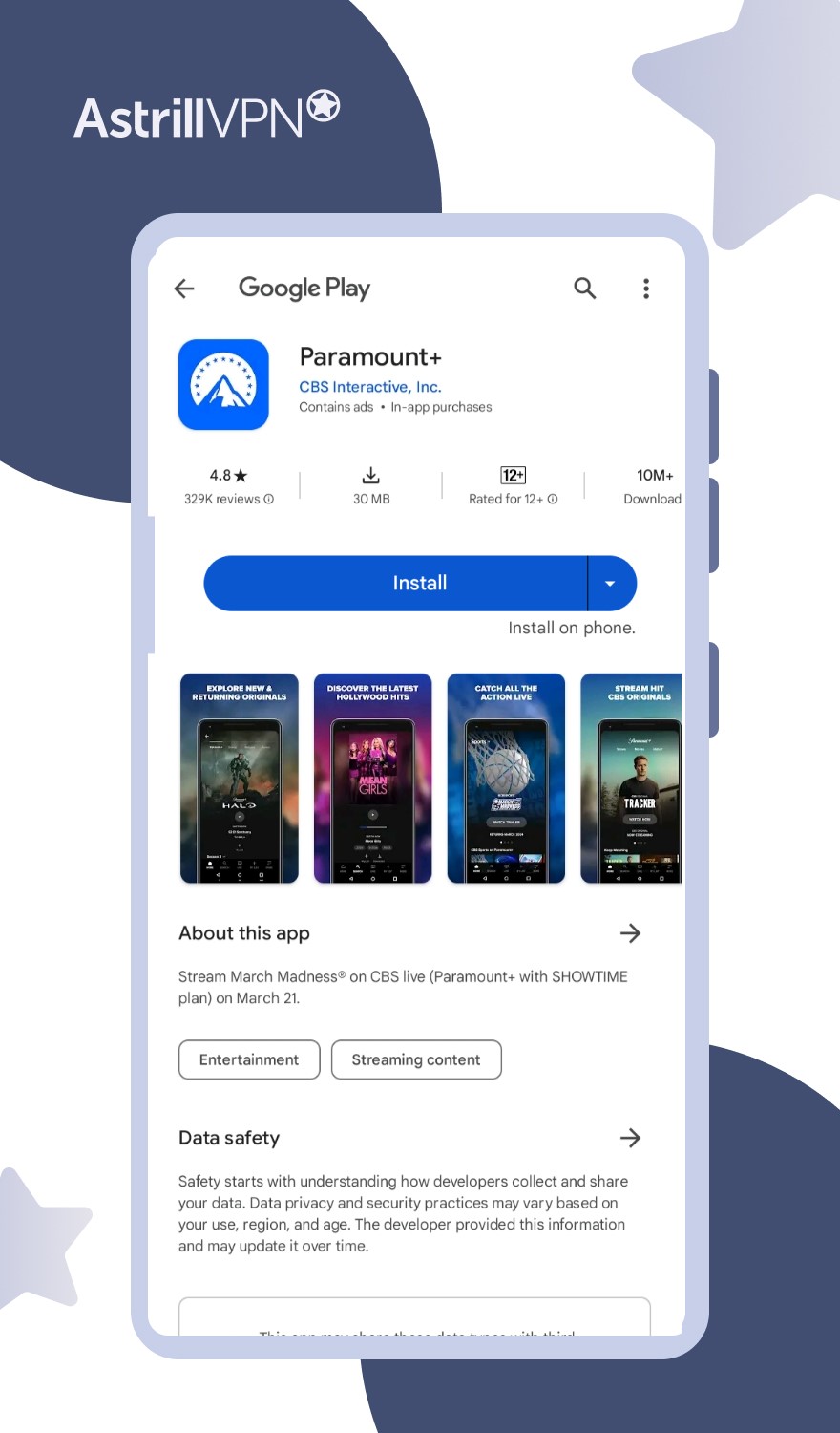 Install the Paramount+ Android app