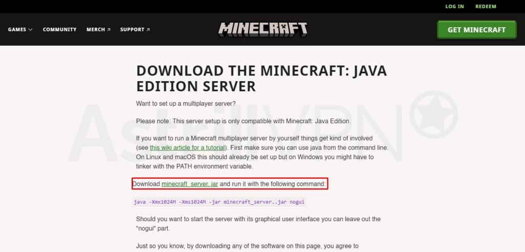 download the Minecraft server