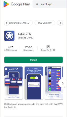 install the AstrillVPN app 