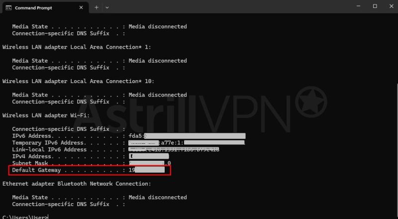 router's IP address will appear 