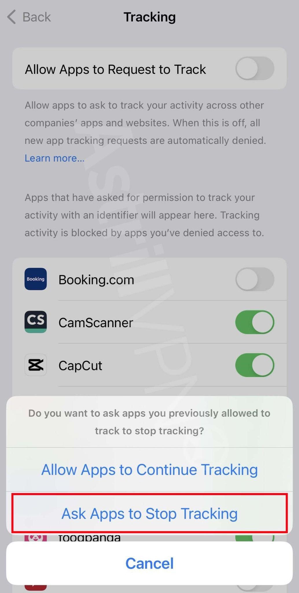 Allow Apps To Request To Track