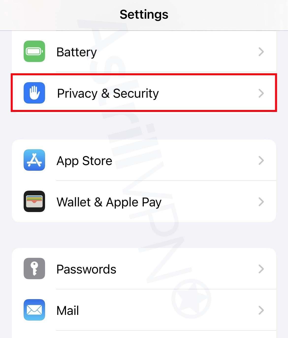 Settings > Privacy and Security 