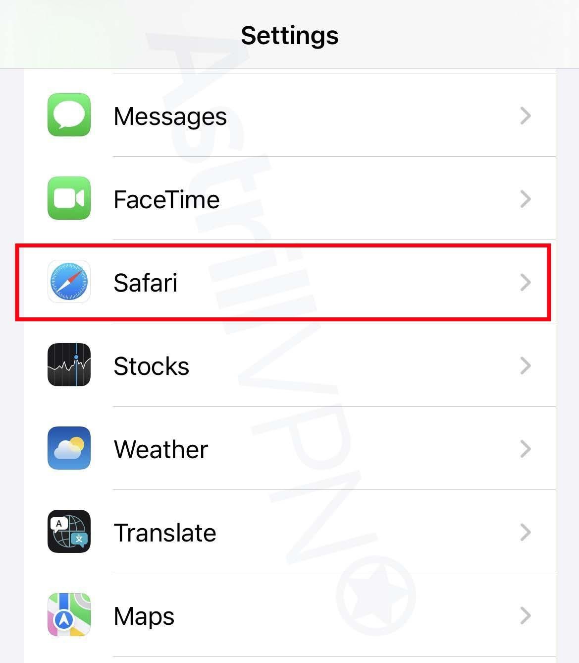 Settings > Safari