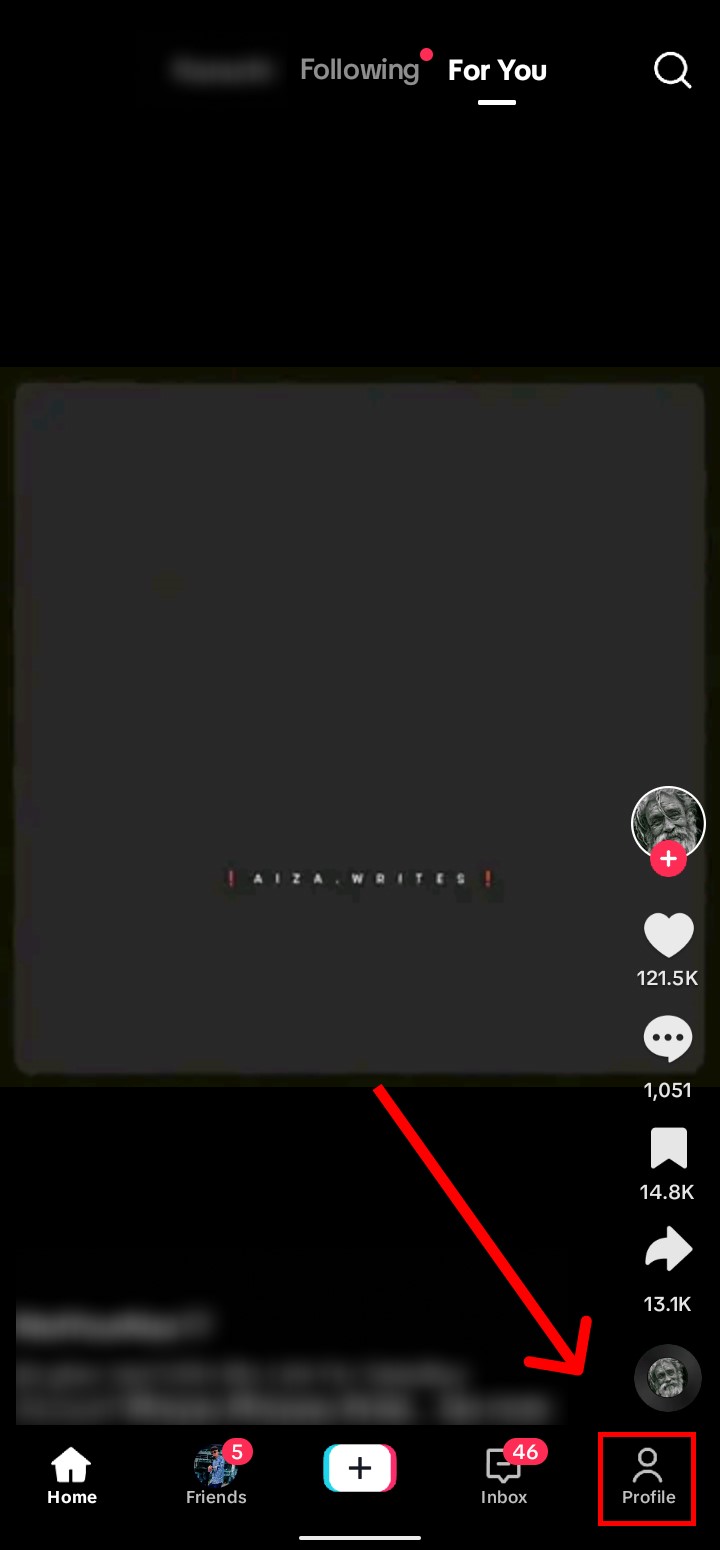 TikTok app and click Profile/