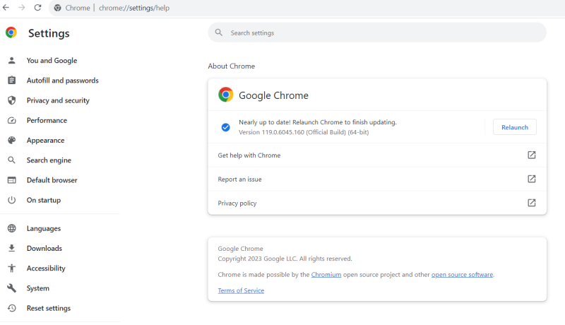 Update Google Chrome