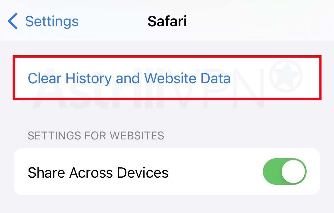 tap Clear History and Website Data