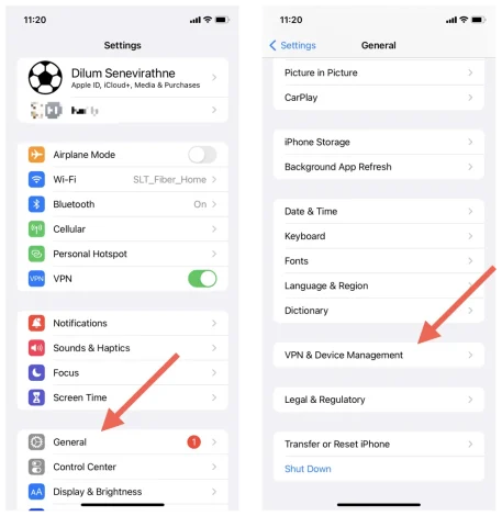 turn off AstrillVPN on your iPhone