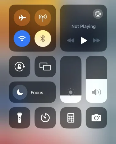 iPhone's Control Panel by swiping down