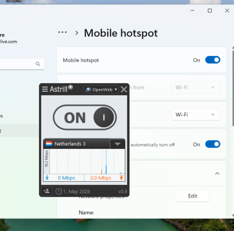internet sharing or set up a mobile hotspot