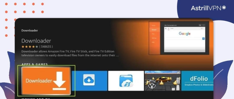 search bar and type “Downloader