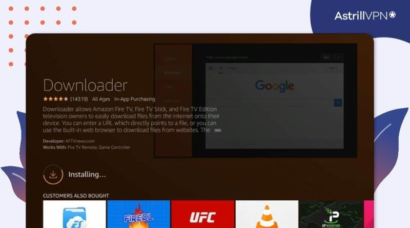 the Downloader app from the search results