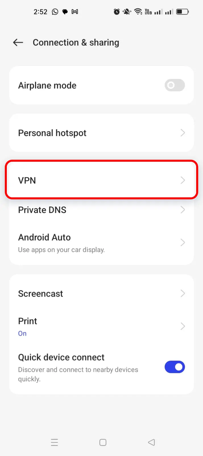 Tap on VPN